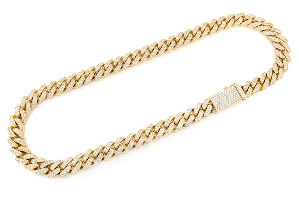 14MM Miami Cuban Link Diamond Necklace 14k Solid Gold 24.00ctw