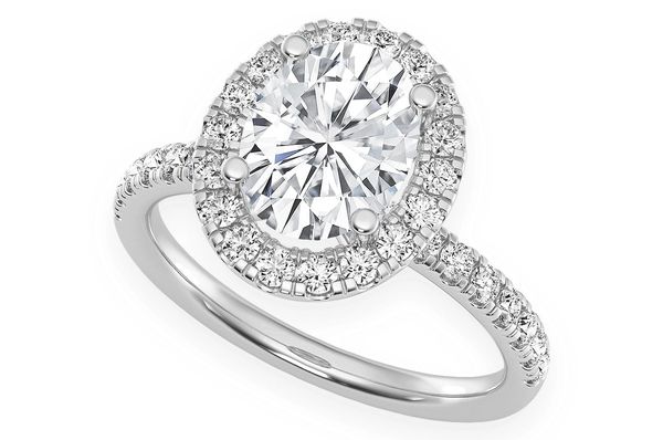 Thav - 1.00ct Oval Solitaire - Scallop Halo One Row - Diamond Engagement Ring - All Natural Vs Diamonds