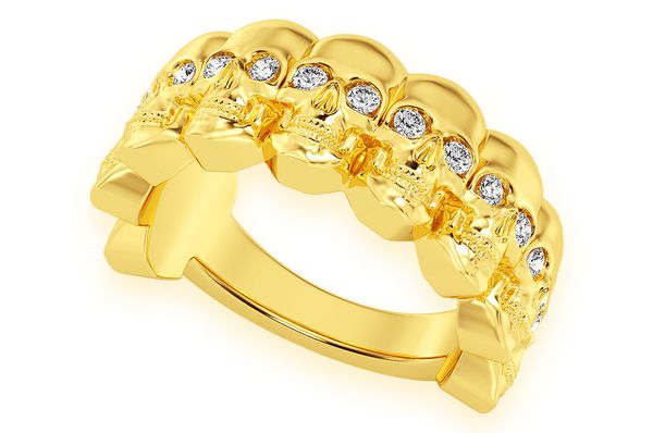 Nine Skull Diamond Ring 14k Solid Gold 0.40ctw