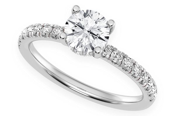 Thinn - 0.75ct Round Solitaire - One Row Under Halo - Diamond Engagement Ring - All Natural