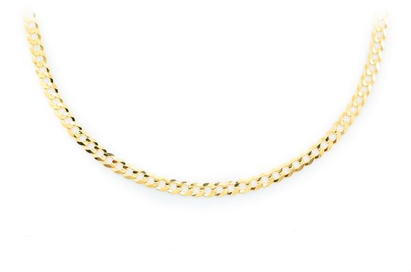 2.5MM Flat Curb Link 14k Solid Gold Chain