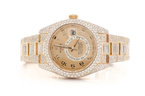 Rolex Sky Dweller 42MM 18k Yellow Gold (326938) - 23.90ctw Fully Iced Out
