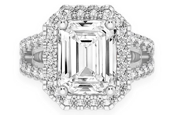 Sphinx - 3.00ct Emerald Solitaire - Two Row Split - Diamond Engagement Ring - All Natural Vs Diamonds