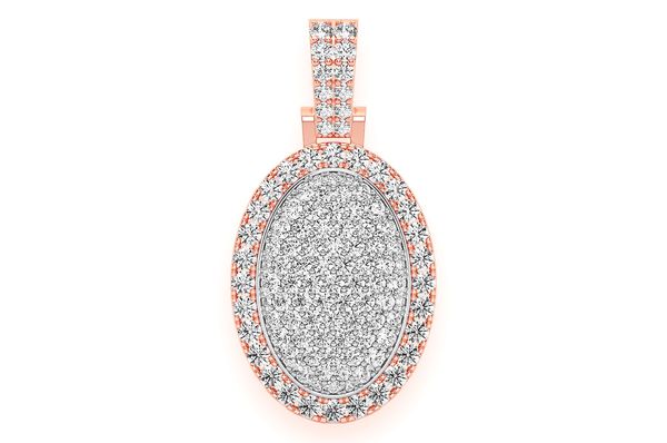 Oval Pillow Double Layer Diamond Pendant 14k Solid Gold 2.50ctw