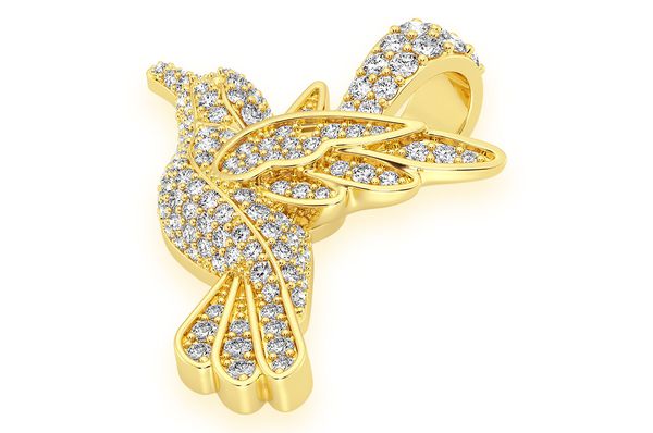 Hummingbird Flying Diamond Pendant 14k Solid Gold .65ctw