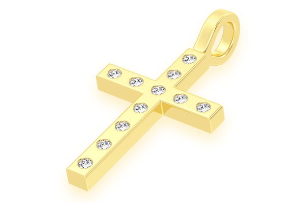 Cross Diamond Pendant 14k Solid Gold 0.35ctw