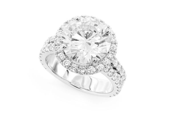 5.01ct Round Halo Diamond Engagement Ring 14k Solid Gold 6.69ctw