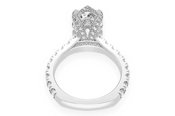 Thinn - 3.00ct Pear Solitaire - Single Row Scallop - Diamond Engagement Ring - All Natural