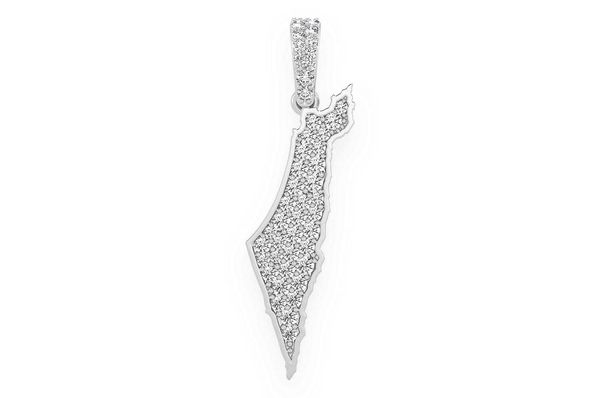 Israel Country Diamond Pendant 14k Solid Gold 0.40ctw
