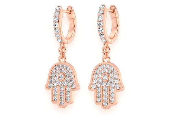 Hamsa Dangling Diamond Earrings 14k Solid Gold 0.56ctw