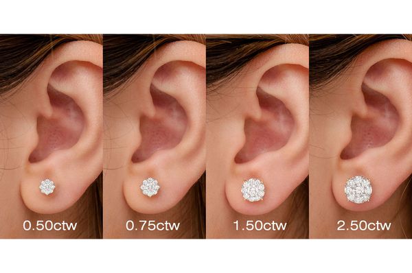 0.50ctw Mosaic Stud Diamond Earrings 14k Solid Gold 