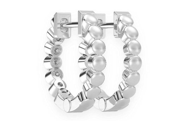 Bezel Hoop Diamond Earrings 14k Solid Gold 0.10ctw