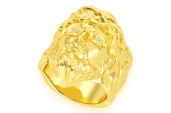 Jesus Diamond Ring 14k Solid Gold 0.02ctw