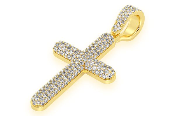 Bubbly Cross Diamond Pendant 14k Solid Gold 2.00ctw