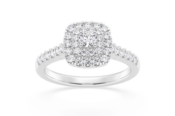 0.50ctw Three Layer Square- Diamond Engagement Ring - All Natural