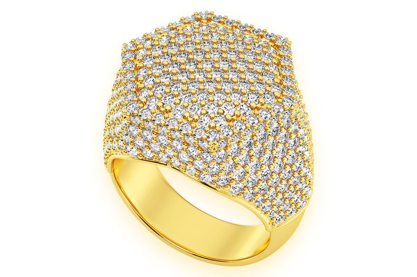 Hex Signet Diamond Ring 14k Solid Gold 5.58ctw
