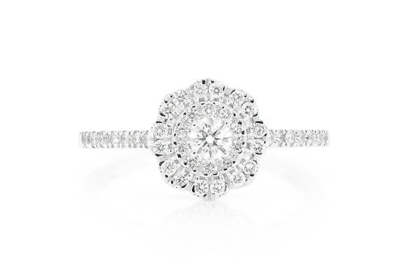 0.50ctw - Flower Halo - Diamond Engagement Ring - All Natural