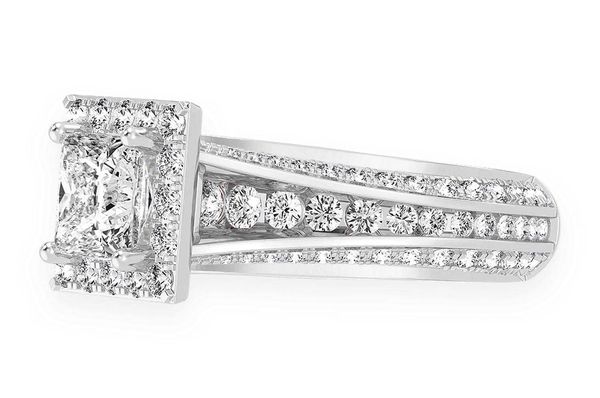 Monst - 1.00ct Princess Solitaire - Halo Three Row - Diamond Ring Engagement Ring - All Natural Vs Diamonds