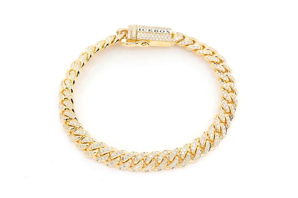 Icebox - 8MM Miami Cuban Diamond Bracelet 14k Solid Gold 4.00ctw