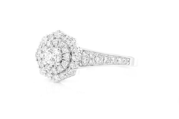 .75ctw Round Fancy Double Halo - Diamond Engagement Ring - All Natural