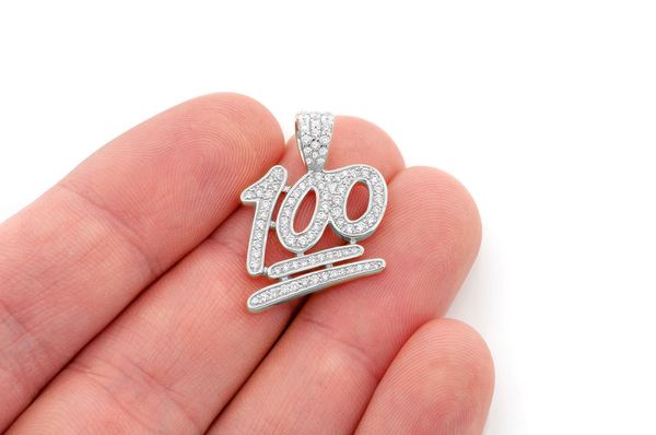100 Emoji Diamond Pendant 14k Solid Gold 0.75ctw