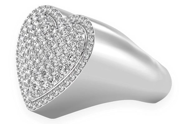 Heart Signet Diamond Ring 14k Solid Gold 1.40ctw