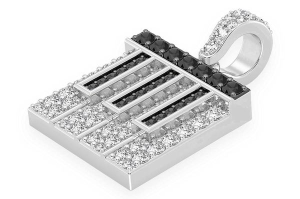 Piano Black & White Diamond Pendant 14k Solid Gold 0.75ctw
