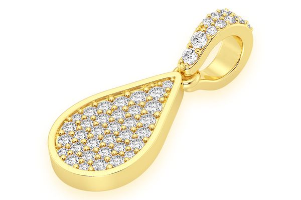 Water Drop Emoji Diamond Pendant 14k Solid Gold 0.33ctw