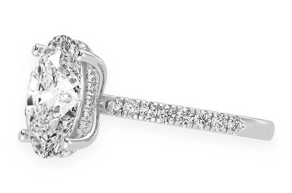 Thinn - 3.00ct Oval Solitaire - One Row Under Halo - Diamond Engagement Ring - All Natural Vs Diamonds