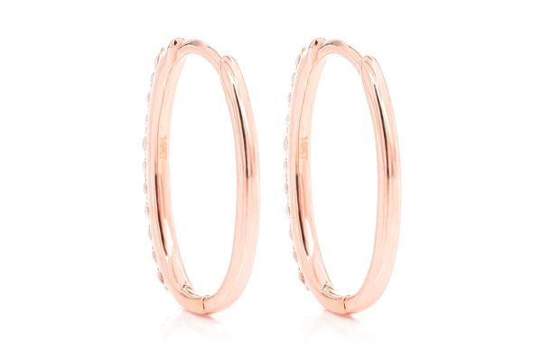 Oval Half Hoop Diamond Earrings 14k Solid Gold 0.25ctw