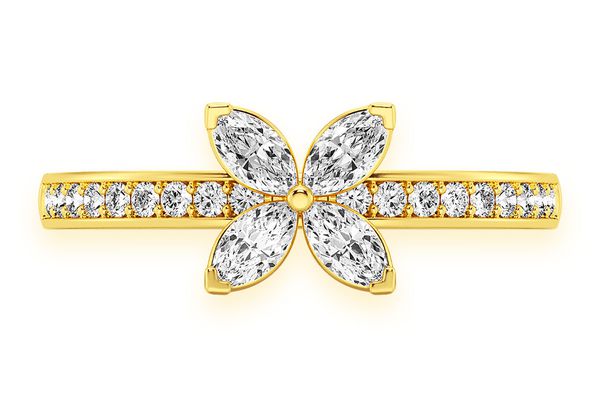 Marquise Flower Diamond Ring 14k Solid Gold 0.35ctw
