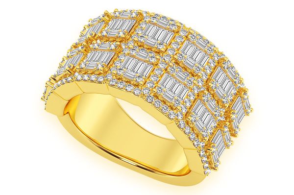 Two Row Baguette Border Diamond Ring 14k Solid Gold 2.25ctw