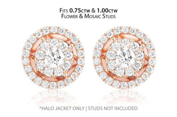 Flower & Mosaic Halo Diamond Earring Jacket 14k Solid Gold 0.50ctw