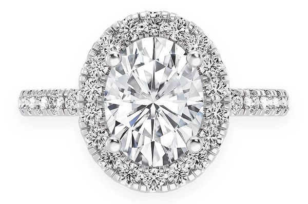 Thav - 1.00ct Oval Solitaire - Scallop Halo One Row - Diamond Engagement Ring - All Natural Vs Diamonds