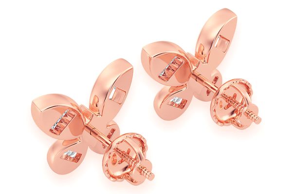 Butterfly Baguette Stud Diamond Earrings 14k Solid Gold 0.65ctw