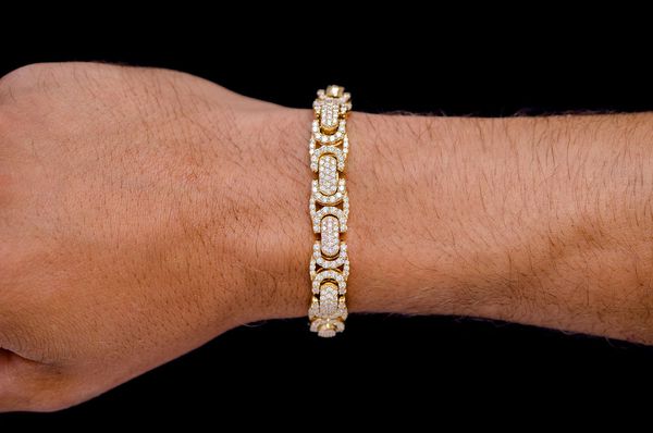 Byzantine Link Diamond Bracelet 14k Solid Gold 11.00ctw