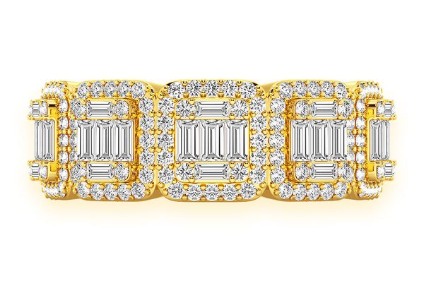Round Baguette Diamond Band 14k Solid Gold 1.50ctw