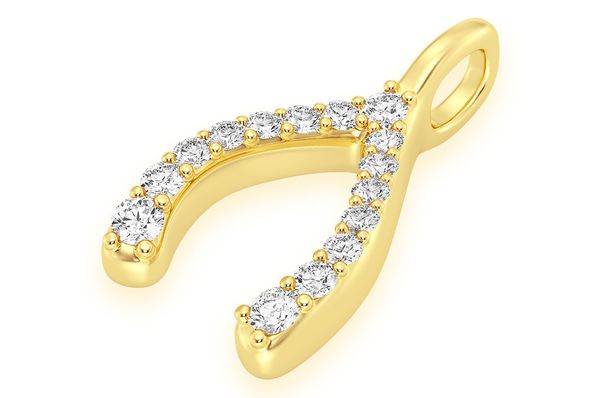 Wishbone Diamond Pendant 14k Solid Gold .15ctw