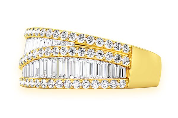 Split Baguette Diamond Ring 14k Solid Gold 1.60ctw