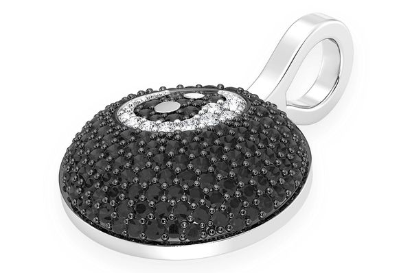 8-ball Black & White Diamond Pendant 14k Solid Gold 0.50ctw