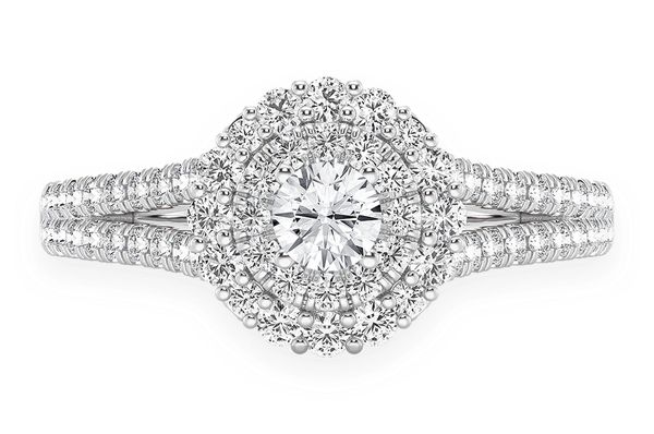 0.75ctw - Round Double Halo Split Shank - Diamond Engagement Ring - All Natural