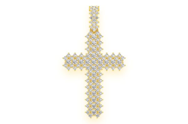 Jagged Cross Diamond Pendant 14k Solid Gold 1.75ctw