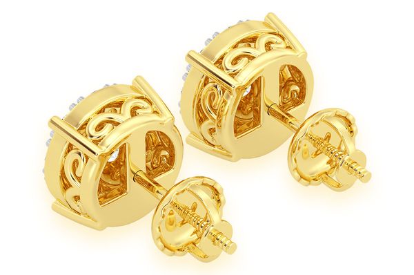 1.00ctw Mosaic Stud Diamond Earrings 14k Solid Gold 