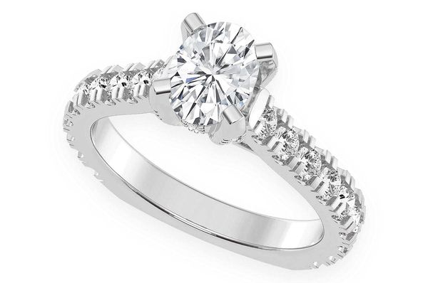 1.00ct Oval Solitaire - Single Row Scallop - Diamond Engagement Ring - All Natural Vs Diamonds