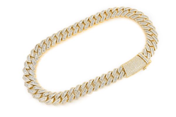 23MM Raised Baguette Miami Cuban Link Diamond Necklace 14k Solid Gold 82.00ctw