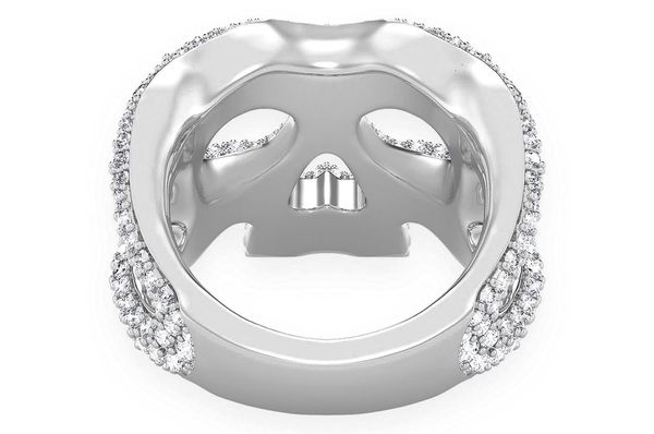 Skull Signet Diamond Ring 14k Solid Gold 3.20ctw 