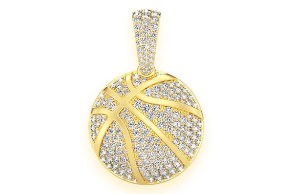 Basketball Diamond Pendant 14k Solid Gold 2.00ctw