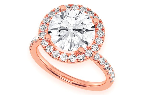 Thav - 3.00ct Round Solitaire - Scallop Halo One Row - Diamond Engagement Ring - All Natural Vs Diamonds