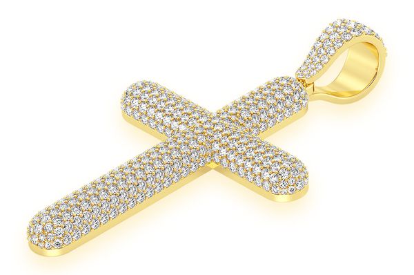 Dome Cross Diamond Pendant 14k Solid Gold 8.50ctw