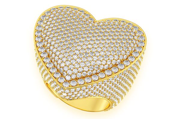Bubbly Heart Signet Diamond Ring 14k Solid Gold 6.75ctw